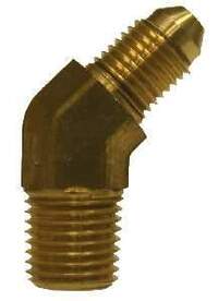 28722F (28-722F) by Midland | JIC 37° Flare | Forged | 1/4" Tube OD | 1/8-27" Male NPTF | 7/16-20" Tube Thread | 45° Elbow | Brass