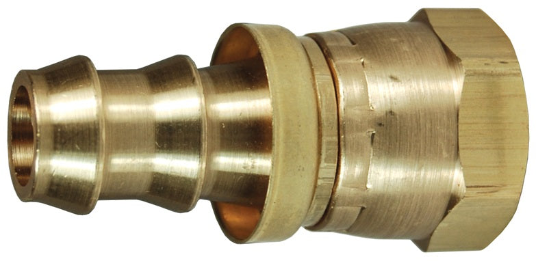 2871214CBC by Dixon Valve | Push-On Hose Barb Fitting | Female 45° SAE/37° JIC Swivel | Brass Cap | 5/8" Tube OD | 3/4" Hose ID x 5/8" Female JIC/SAE 45° Flare Dual Seat | Brass
