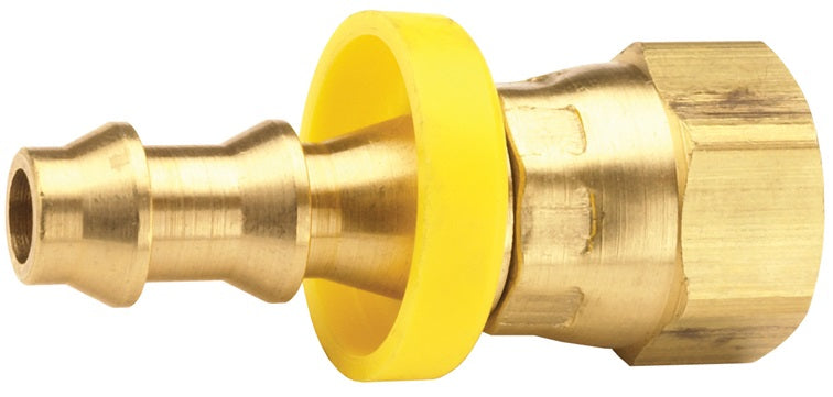 2870608C by Dixon Valve | Push-On Hose Barb Fitting | Female 45° SAE/37° JIC Swivel | 5/16" Tube OD | 3/8" Hose ID x 5/16" Female JIC/SAE 45° Flare Dual Seat | Brass