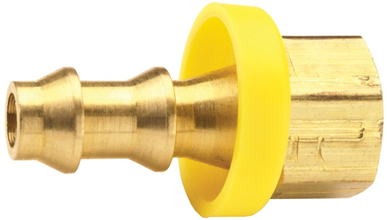 2920610C by Dixon Valve | Push-On Hose Barb Fitting | Female SAE Inverted Flare Rigid | 3/8" Tube OD | 3/8" Hose ID x 3/8" Female Inverted Flare | Brass