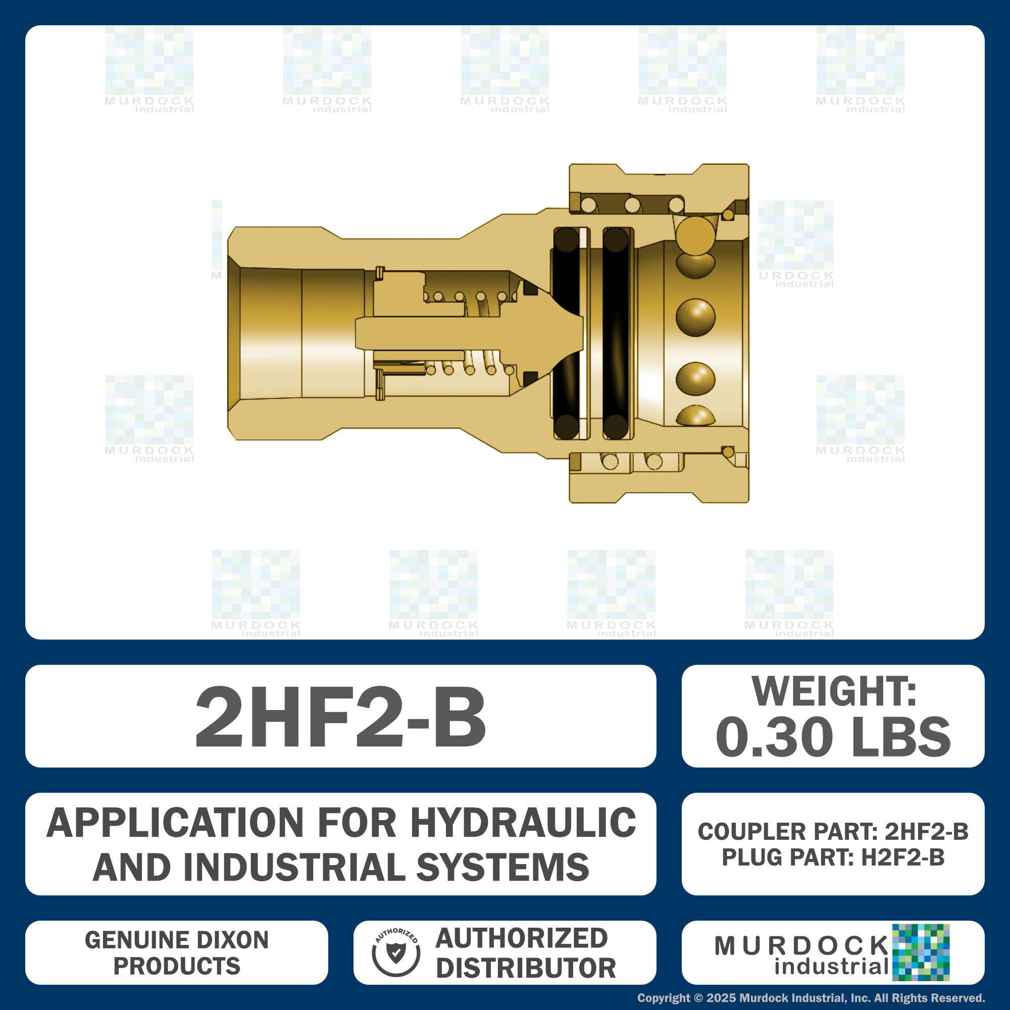 2HF2-B by Dixon Valve | Hydraulic Quick Disconnect Coupling | H-Series | 1/4" Female NPTF x 1/4" ISO-B Interchange | Socket | Nitrile Seal | Brass