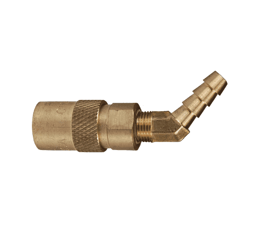 2CM4S2.5-B-E Dixon Valve Brass CM-Series Quick Disconnect 1/4" Industrial Mold Interchange Unvalved Hydraulic Coupler - 45 deg. - Hose Barb - 5/16" Hose ID