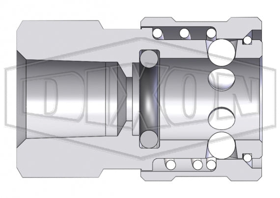 8EF8-S by Dixon Valve | Hydraulic Quick Disconnect Coupling | E-Series | 1" Female NPTF x 1" Straight-Through Interchange | Socket | Nitrile Seal | 303 Stainless Steel