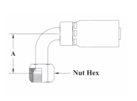3-06476 by Couplamatic | 3 Series Coupling | 3/8" Hose ID x 11/16-16 Thread Size O-Ring Face Seal | ORF Female Swivel | 90° Elbow | Trivalent Zinc Plating