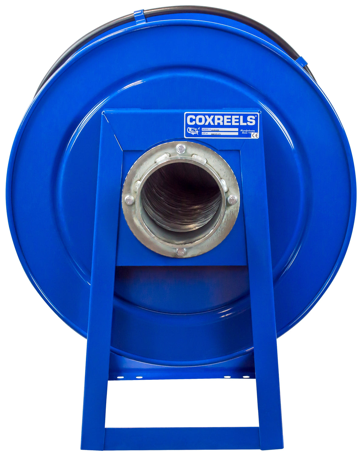 328-440 by Coxreels | 300 Series | Spring Driven Exhaust Hose Reel | 4" Hose ID, 4" FNPT Inlet | Steel | 40ft Capacity, Hose Not Included