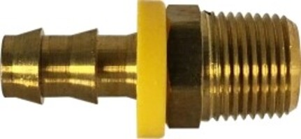 30203LF (30-203LF) by Midland | Lead Free Push-On Fitting | Male Adapter | 3/8" Hose ID x 1/4" Male NPTF | Straight | Brass