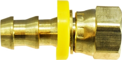 30264 by Midland | Push On Hose Barb | 37° JIC Flare Swivel | 9/16-18 UNF Thread | 1/4" Hose ID x 3/8" Female 37° JIC | Brass