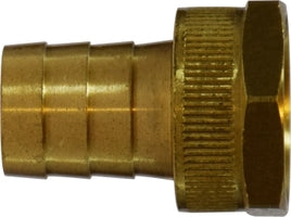 30455 by Midland | Garden Hose Fitting | Female End Only | Short Shank with Hex | 3/4" Hose Barb x 3/4" Female GHT | Brass