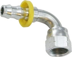 30480 by Midland | Push On Hose Barb | SAE/JIC 37°/45° Swivel | 7/16-20 UNF Thread | 1/4" Hose ID x 1/4" Female 37°/45° | 90° Elbow | Zinc Plated Steel