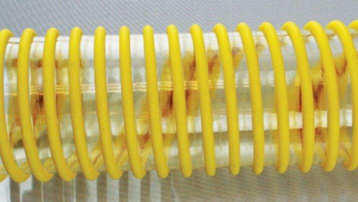 3050-0200-100 by Jason Industrial | 3050 Series | Gasoline & Alternative Fuel Vapor Recovery Hose | Polyurethane | 2" ID | 2.45" OD | 10 PSI | Yellow/Clear | 100ft