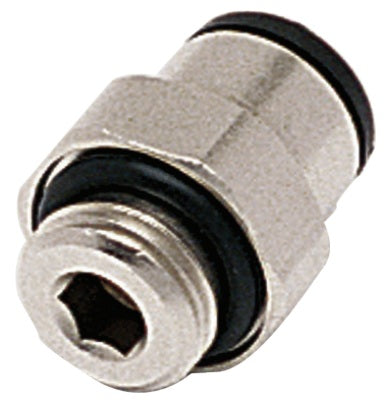 31010610 by Dixon Valve | Metric Push-In Fitting | Male Connector | 6mm Tube OD x 1/8 Male BSPP | Nickel Plated Brass