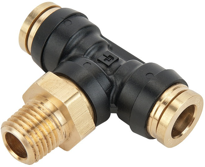 31086214DOT Legris by Dixon Valve | D.O.T. Push-In Fitting | Male Branch Tee | 1/4" Male NPT x 1/2" Tube OD x 1/2" Tube OD | Composite/Brass