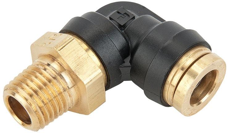 31096222DOT Legris by Dixon Valve | D.O.T. Push-In Fitting | Male 90° Elbow | 1/2" Male NPT x 1/2" Tube OD | Composite/Brass