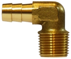 32045 by Midland | Forged Hose Barb | 5/8" Hose ID x 1/2" Male NPTF | 90° Elbow | Brass