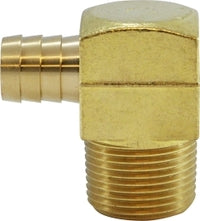 32330 by Midland | Barstock Hose Barb (Square Body) | 3/4" Hose ID x 1" Male NPTF | 90° Elbow | Brass