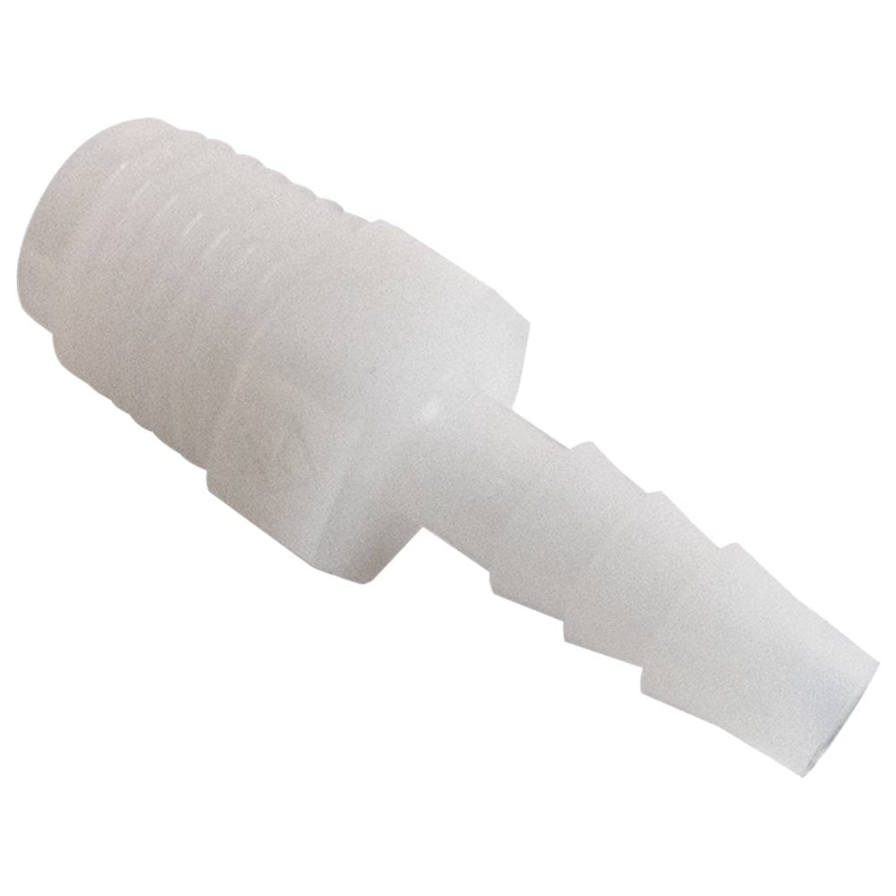 325HB-12-8N by Parker | Threaded Fitting | Connector | 3/4" Barb x 1/2" Male NPT Pipe Thread | 7/8" Hex | 1.86" Length | Straight | White | Nylon