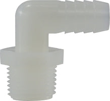 33461W by Midland | Plastic Pipe Fitting | 1-1/4" Hose Barb x 1-1/4" Male Pipe | 90° Elbow | White Nylon