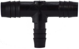 33435B by Midland | Plastic Pipe Fitting | Reducing | 3/4" Hose Barb x 3/4" Hose Barb x 1/2" Hose Barb (Branch) | Tee | Black Polyethylene