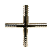 34638T by Midland | Beverage Fitting | Thinwall Hose Barb 3/8" Hose ID | Cross | 304 Stainless Steel