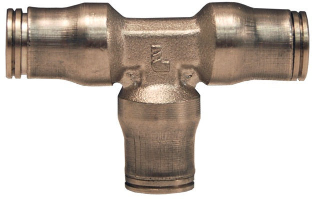 36046000 by Dixon Valve | Legris Push-In Fitting | Union Tee | 3/8" Tube OD | Nickel-Plated Brass