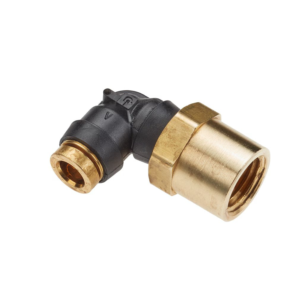 370PTCR-6-2 by Parker | Threaded Fitting | 3/8" Rigid Swivel Push-to-Connect x 1/8" Female NPTF Pipe Thread | 90° Elbow | Composite | Pack of 5
