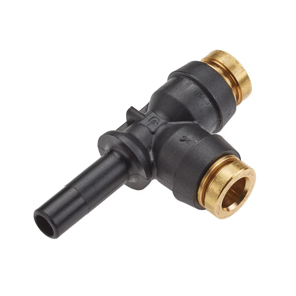371PTCSP-6-6 by Parker | Plug-In Fitting | 3/8" Push-to-Connect x 3/8" Push-to-Connect x 3/8" Stem | 2.25" Length | Tee | Composite | Pack of 5