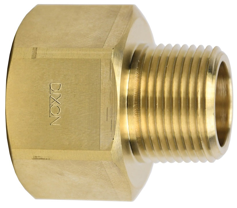 3751612C by Dixon Valve | Pipe Thread Adapter | 1" Female NPTF x 3/4" Male NPTF | Brass