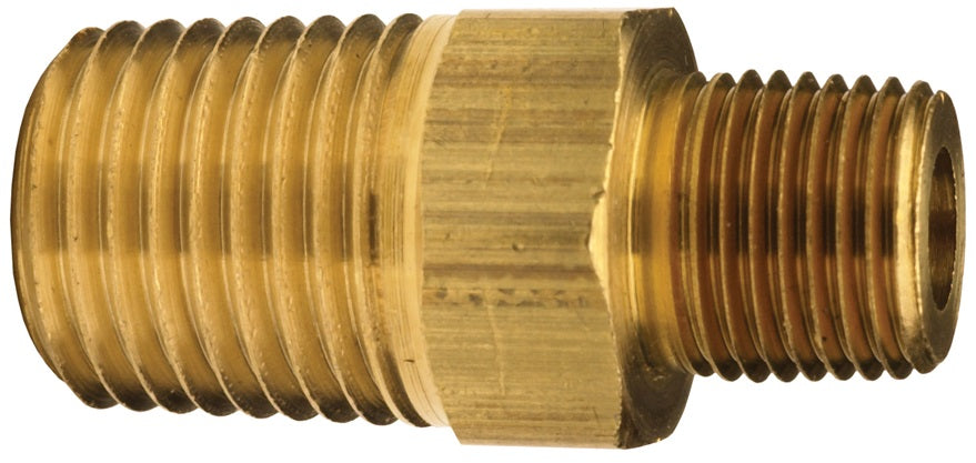 3790602C by Dixon Valve | Reducer Hex Nipple | 3/8" Male NPTF x 1/8" Male NPTF | Brass