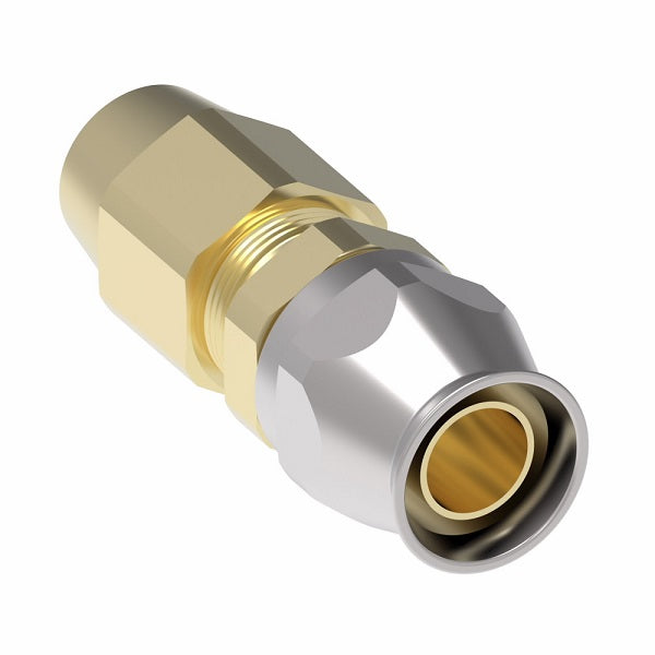 38-191074-10 Aeroquip by Danfoss | Compression Ball Sleeve Super Gem PTFE Reusable Hose Fitting | -10 Compression Ball Sleeve x -10 Reusable Hose End | Steel & Brass