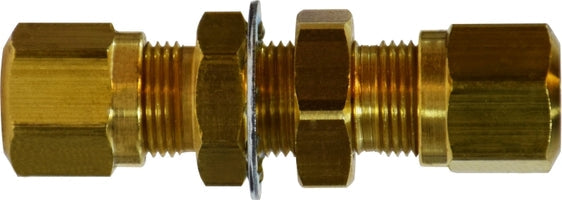 38029 by Midland | DOT Air Brake Fitting | Nylon Tubing | Bulkhead Union | 3/8" Tube OD | Brass