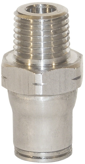 38056218 by Dixon Valve | Legris Push-In Fitting | Straight Male Connector | 1/2" Tube OD x 3/8" Male NPT | Stainless Steel