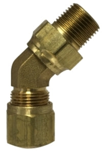 38152S by Midland | DOT Air Brake Fitting | Nylon Tubing | Swivel | 3/8" Tube OD x 3/8" Male NPTF | 45° Elbow | Brass