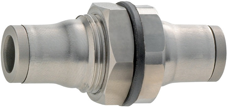 38166200 by Dixon Valve | Legris Push-In Fitting | Bulkhead Connector Union | 1/2" Tube OD x 1/2" Tube OD | Stainless Steel