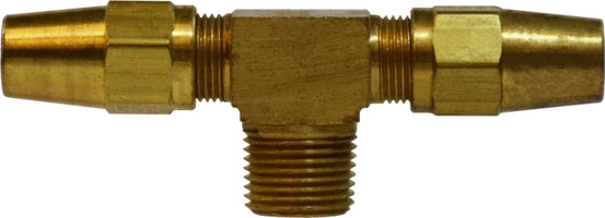 38278 by Midland | DOT Air Brake Fitting | Copper Tubing | Branch 3/8" Tube OD x 3/8" Tube OD x 1/4" Male NPTF | Tee | Brass