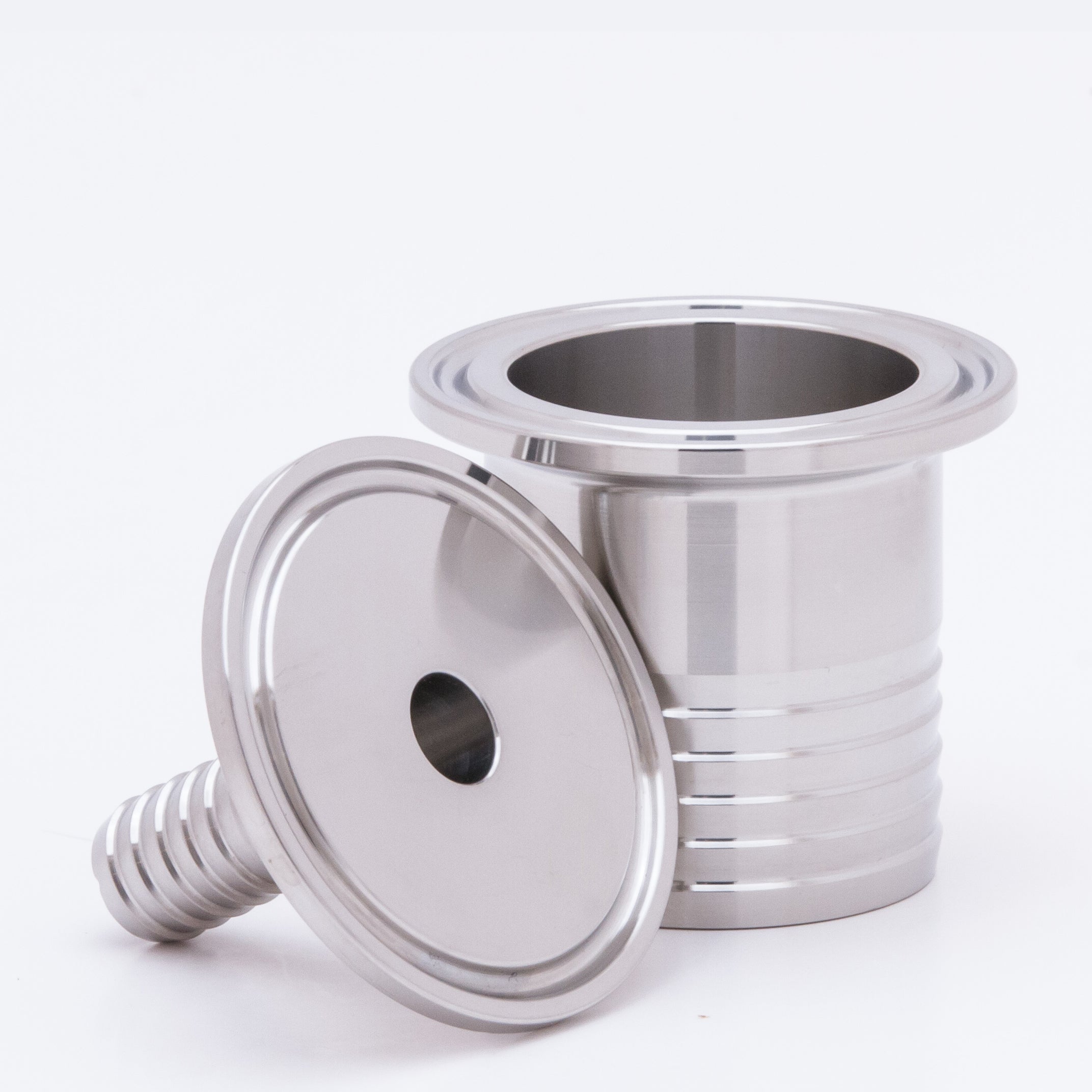RATC-12 316 by Campbell Fittings | 3A Fittings & Adapters | Rubber Hose Adapter | 3" Tri-Clamp x 3" Hose Shank | Straight | 316 Stainless Steel