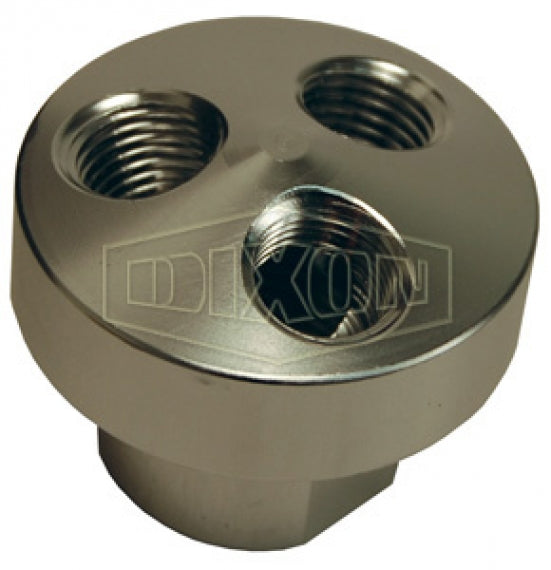 D3408 by Dixon Valve | Pneumatic 3 in 1 Manifold | 1/2" Female NPT Inlet | 1/4" Female NPT Outlets (3) | Aluminum