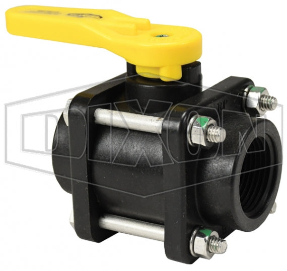 PVFP100 by Dixon Valve | 4-Bolt Ball Valve | Full Port | 1" Female NPT x 1" Female NPT | Polypropylene