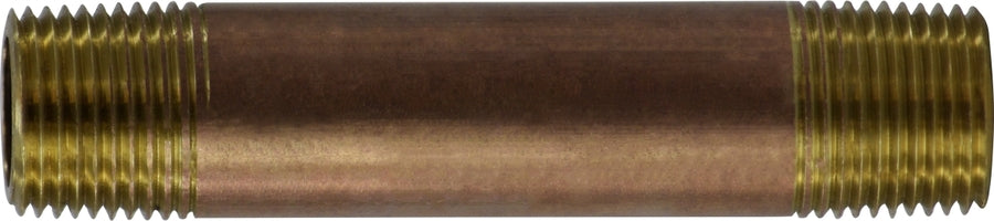 40046 by Midland | Lead Free Schedule 40 Seamless Nipple | 3/8" Diameter | 4" Length | Red Brass