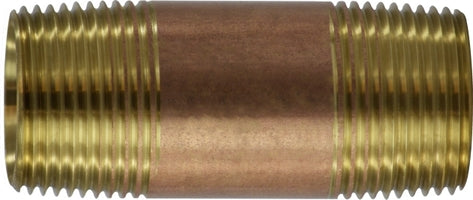 40105 by Midland | Lead Free Schedule 40 Seamless Nipple | 1" Diameter | 4" Length | Red Brass
