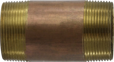 40182 by Midland | Lead Free Schedule 40 Seamless Nipple | 2-1/2" Diameter | 3-1/2" Length | Red Brass