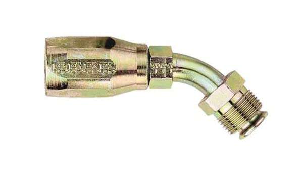 FBM1382 Eaton Aeroquip® -06 AQP® High Pressure / Power Steering Hose Fitting - Reusable Male Inverted Flare S.A.E. - 5/8-18" Thread - 45° Elbow - Steel