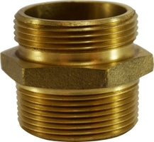 444042 by Midland | Fire Hose Fitting | Double Male Hex Nipple | 1-1/2" Male NPT x 1-1/2" Male NPSH | Brass