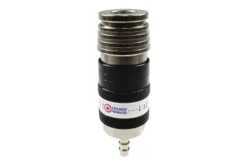 125USE by Coilhose | 2-in-1 Automatic Safety Exhaust Coupler | 1/2" Body | 3/4" Hose Barb | Straight | Chrome Plated Steel