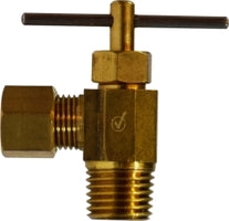 709103-0404 by Midland | Lead Free Needle Valve | 1/4" Compression x 1/4" Male Pipe | 90° Elbow | Brass | Replaces: 46012LF / 46-012LF