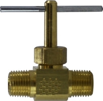 46050 by Midland | Needle Valve Fitting | 1/8" Male Pipe x 1/8" Male Pipe | Brass