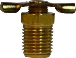 46075 by Midland | Drain Cock Fitting | Internal Seat with Wing Nut Handle | 1/4" Male Pipe | Brass