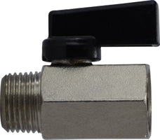 46930 by Midland | Mini Ball Valve | Flag Handle | 1/8" Male NPT x 1/8" Female NPT | Chrome Plated Brass