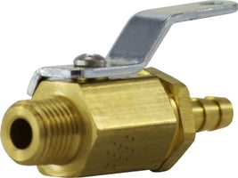 46980 by Midland | Miniature Ball Valve | 1/4" Male Pipe x 1/4" Hose Barb | Brass