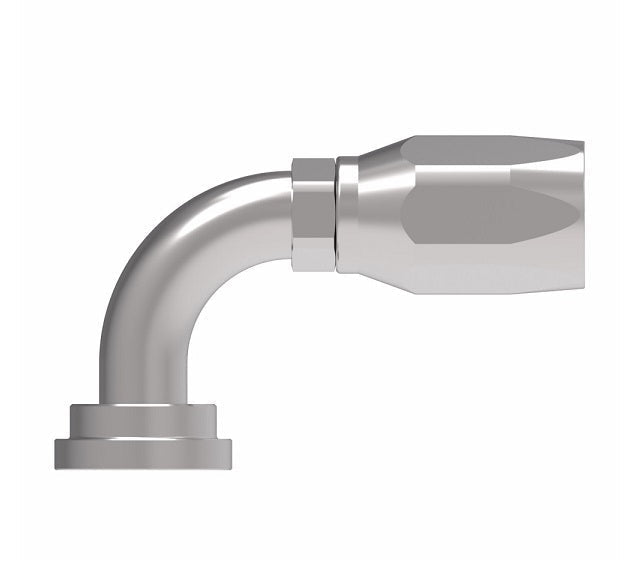 4790-24-20S Aeroquip by Danfoss | Code 61 Split Flange SAE J518 90° Elbow 100R2 Skive Style Reusable Hose Fitting | -24 Code 61 Split Flange x -20 Reusable Hose End | Steel