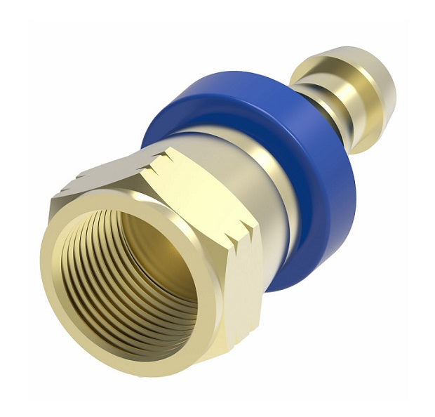 4797-8-6B Aeroquip by Danfoss | Female Pipe Universal Socketless Reusable Hose Fitting | -08 Female JIC (Also Couples w/ SAE 45° Flare) x -06 Push-On Hose Barb | Brass